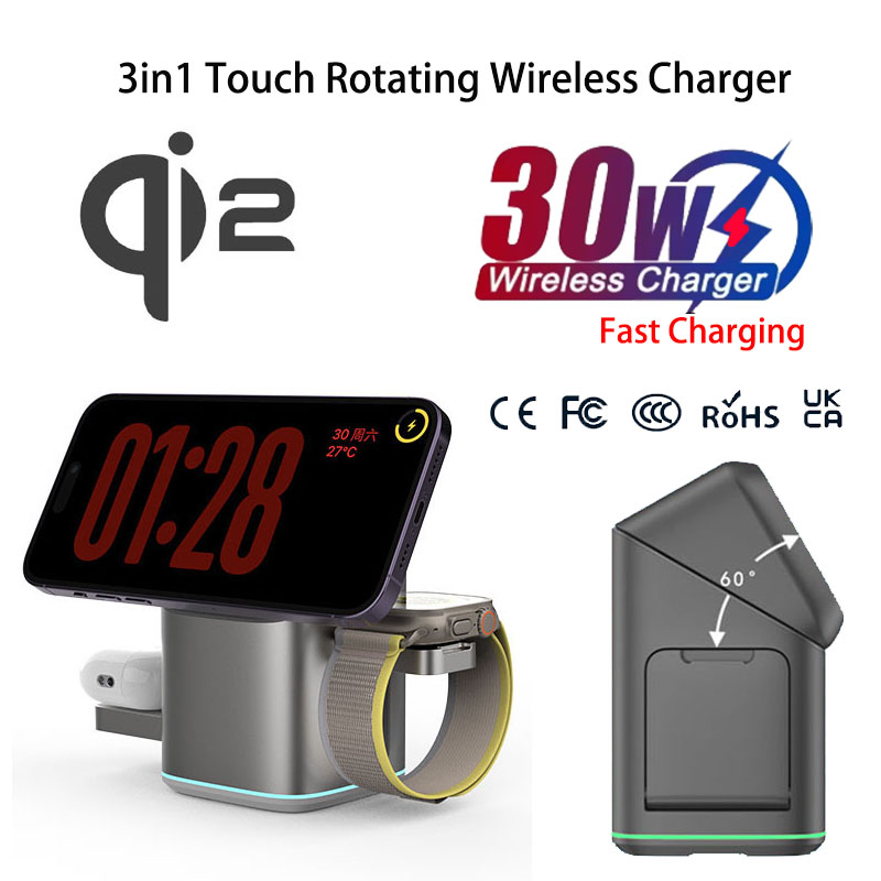Smartwatch Touch - Pengisi Daya Nirkabel Magnetik Lipat Otomatis