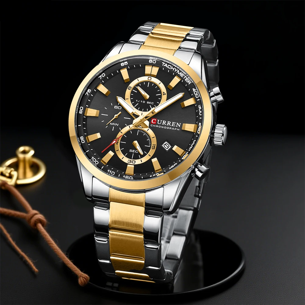 Accessories With Watch - CURREN Jam Tangan Olahraga Chrono Kuarsa