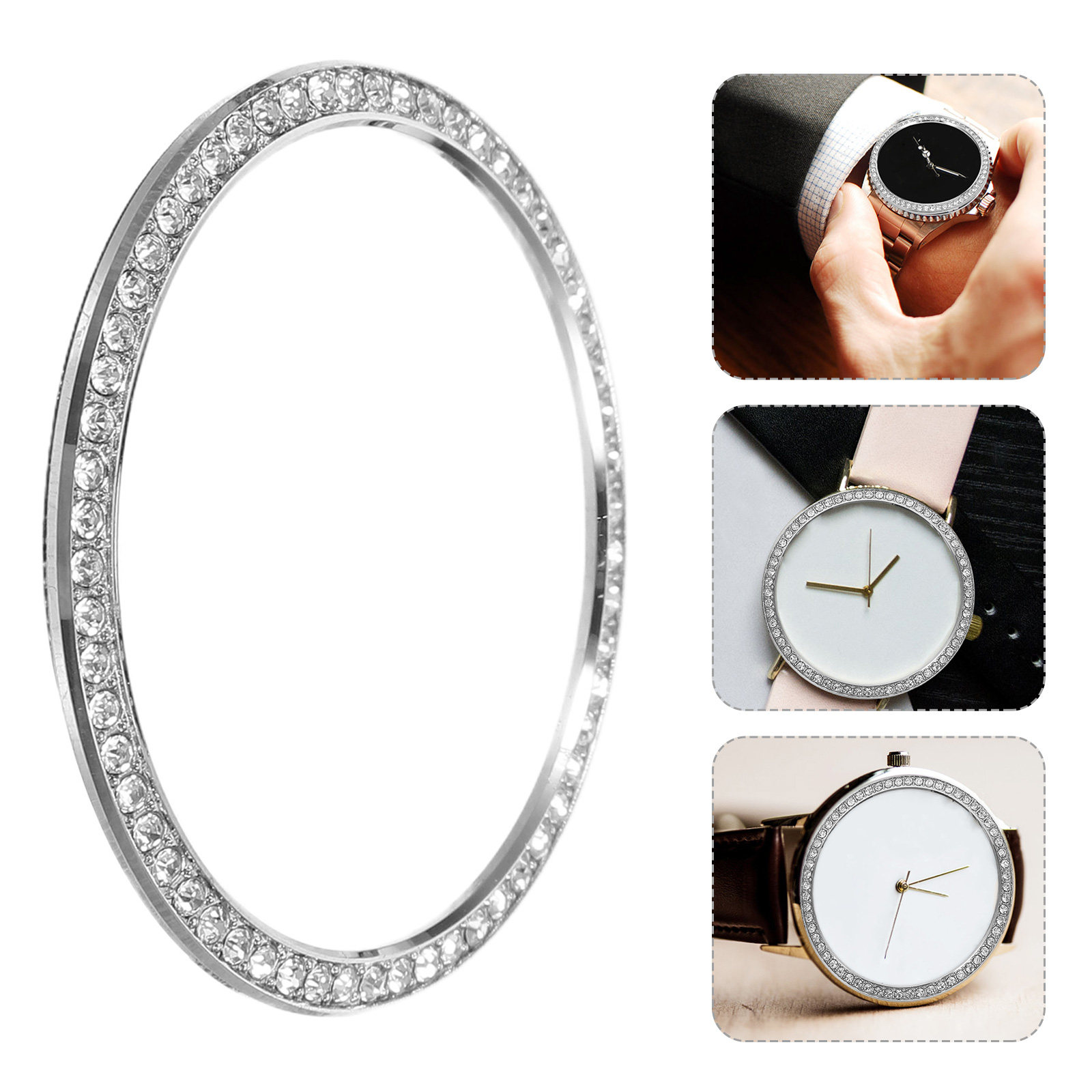 Smartwatch Custom - Cincin Bezel Berlian Paduan Logam Premium
