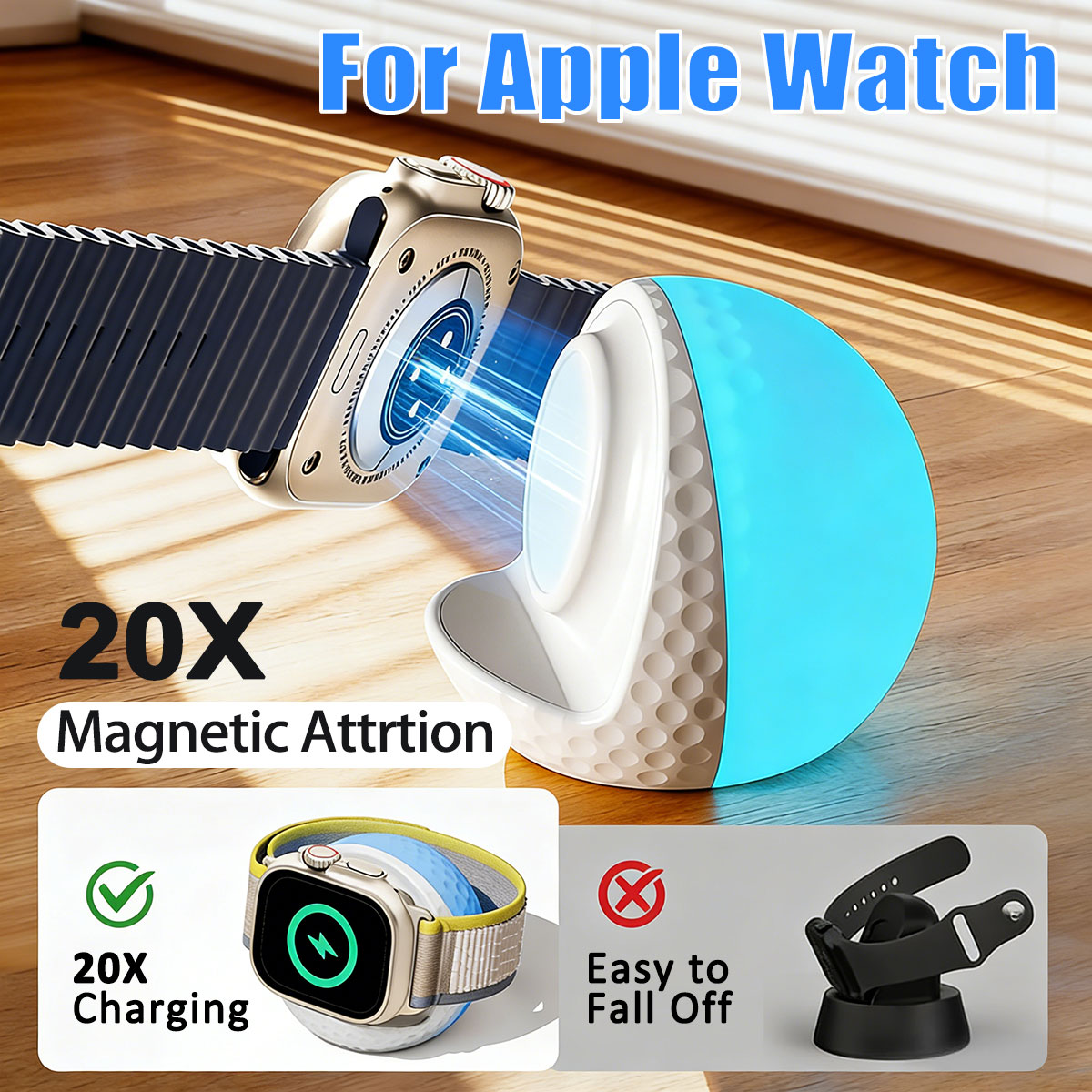 Watch Charging Dock - Dudukan Pengisi Daya Nirkabel Lampu RGB