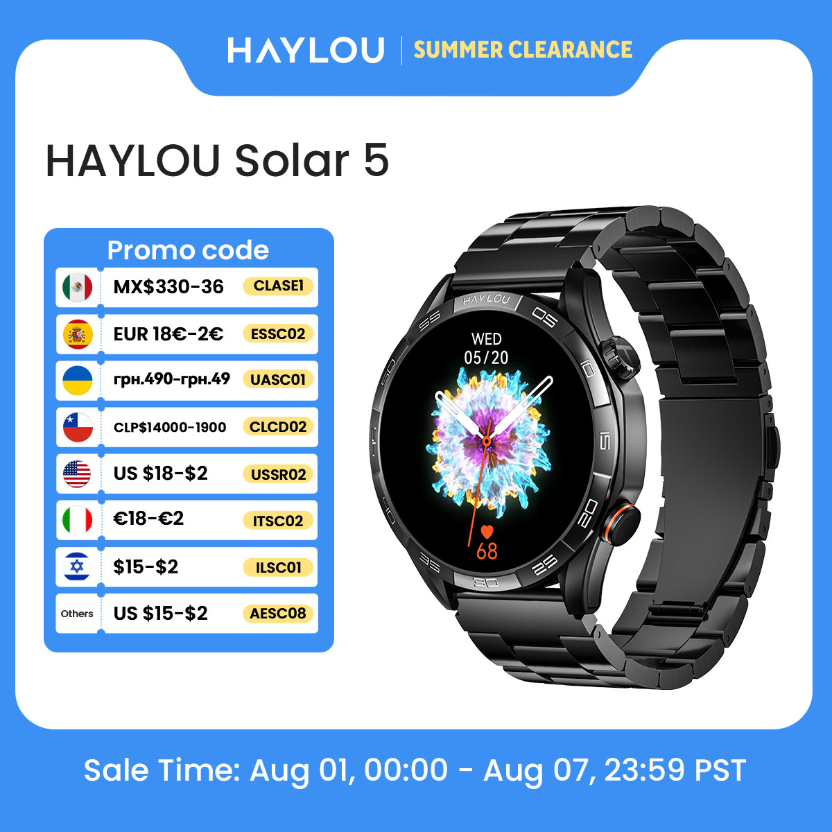 HAYLOU Solar 5 Jam Tangan Pint - Smartwatch Faces ulasan dan harga