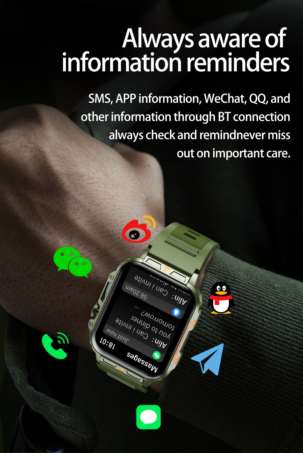 Jam tangan pintar militer pria - Smartwatch Faces ulasan dan harga