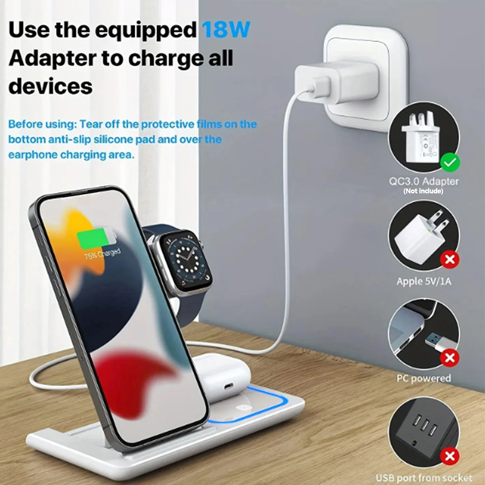 15W 3 in 1 Pengisi Daya Nirkab - Smartwatch Ac ulasan dan harga