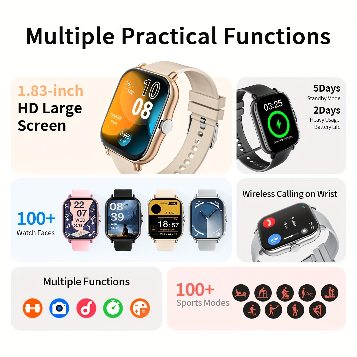 Jam Tangan Pintar 1,83 Inci un - Smartwatch Instagram ulasan dan harga