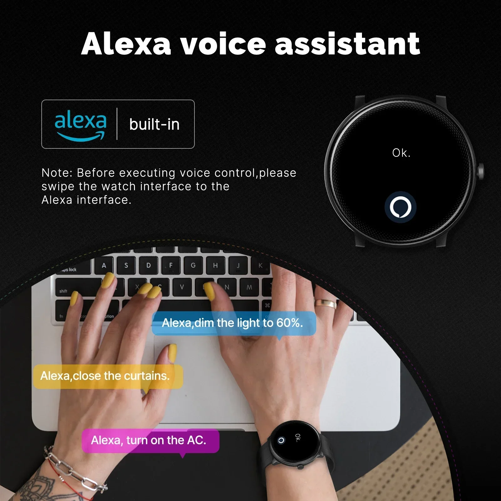 MOES jam tangan pintar Alexa p - Smartwatch Touch ulasan dan harga